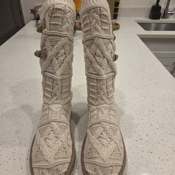 UGG Knit Boots in Cream and Tan - Picture 2 of 10